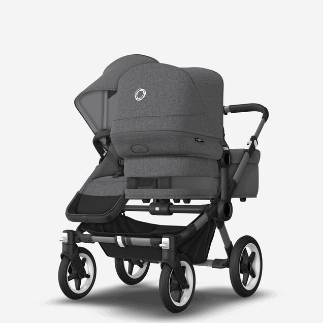 Bugaboo Donkey 5 Duo double stroller graphite base, grey mélange fabrics, grey mélange sun canopy - Main Image Slide 2 of 11