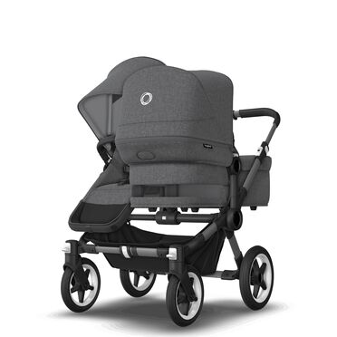 Bugaboo Donkey 5 Duo double stroller graphite base, grey mélange fabrics, grey mélange sun canopy - view 2