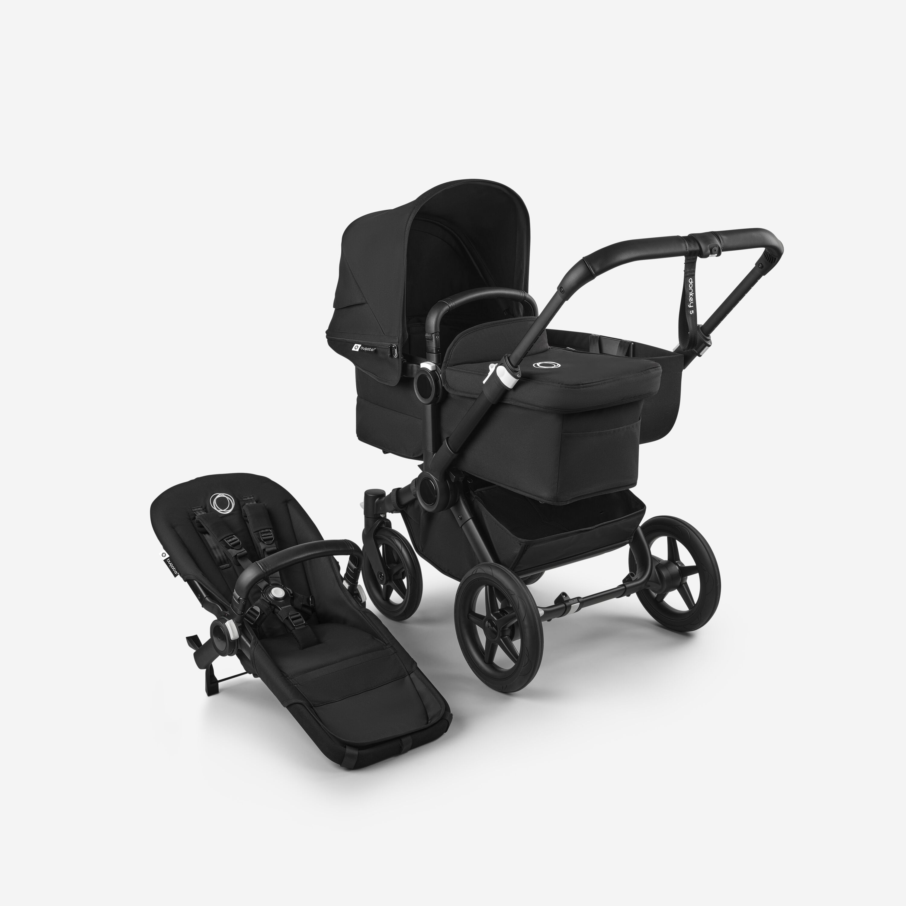 Bugaboo Donkey 5 Mono 2-in-1 stroller black base, midnight black fabrics, midnight black sun canopy - Main Modal Image Slide 1 of 12