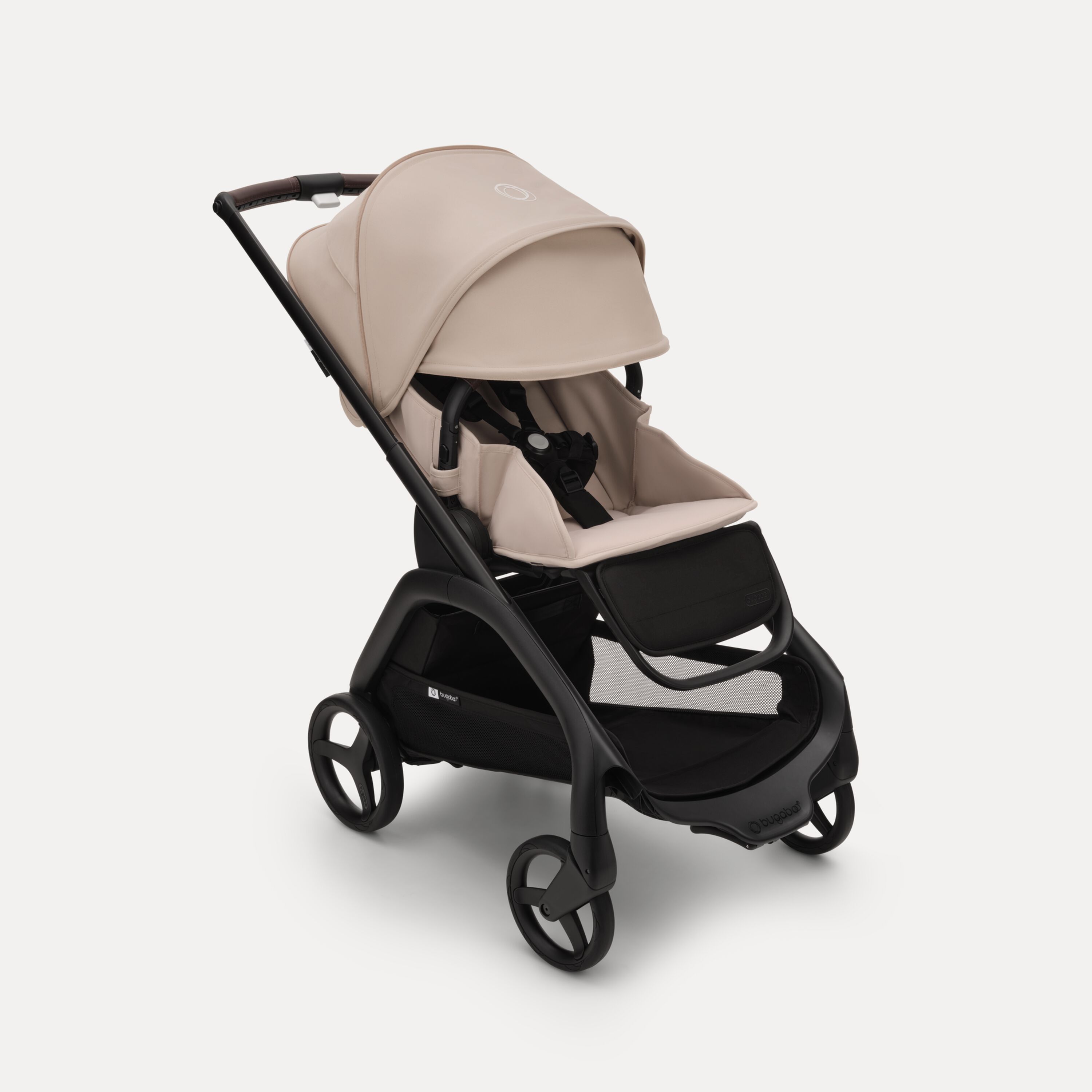 Bugaboo Dragonfly seat pram black base, desert taupe fabrics, desert taupe sun canopy - Main Modal Image Slide 3 of 16