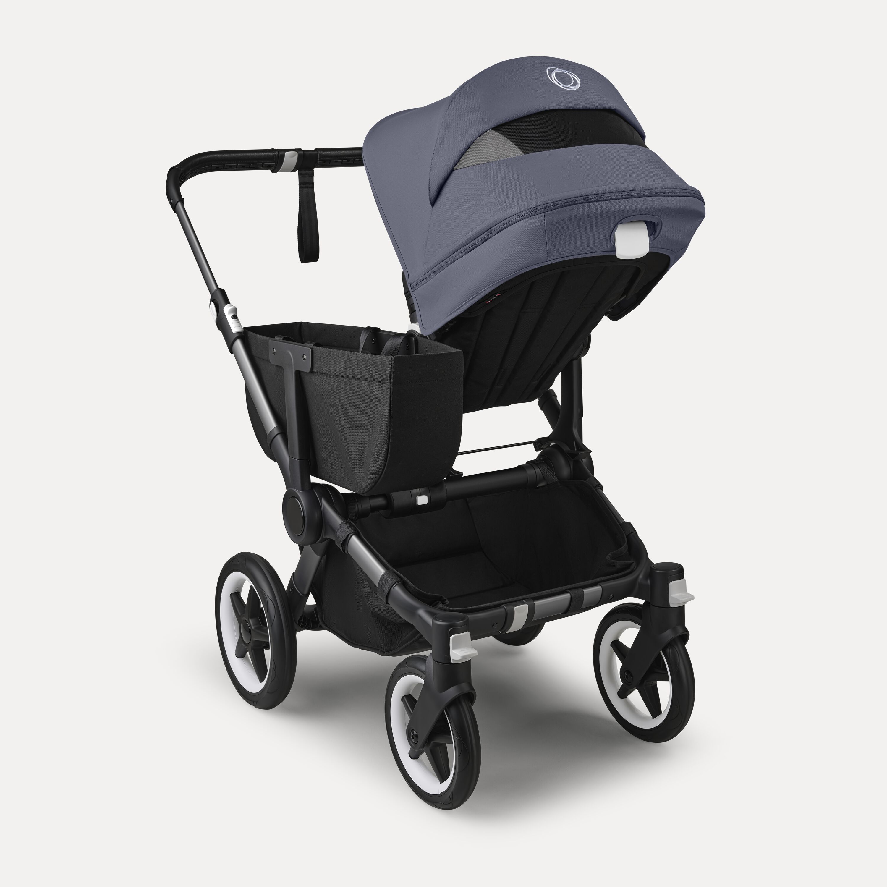 Bugaboo Donkey 5 Mono 2-in-1 stroller graphite base, midnight black fabrics, stormy blue sun canopy - Main Modal Image Slide 4 of 12