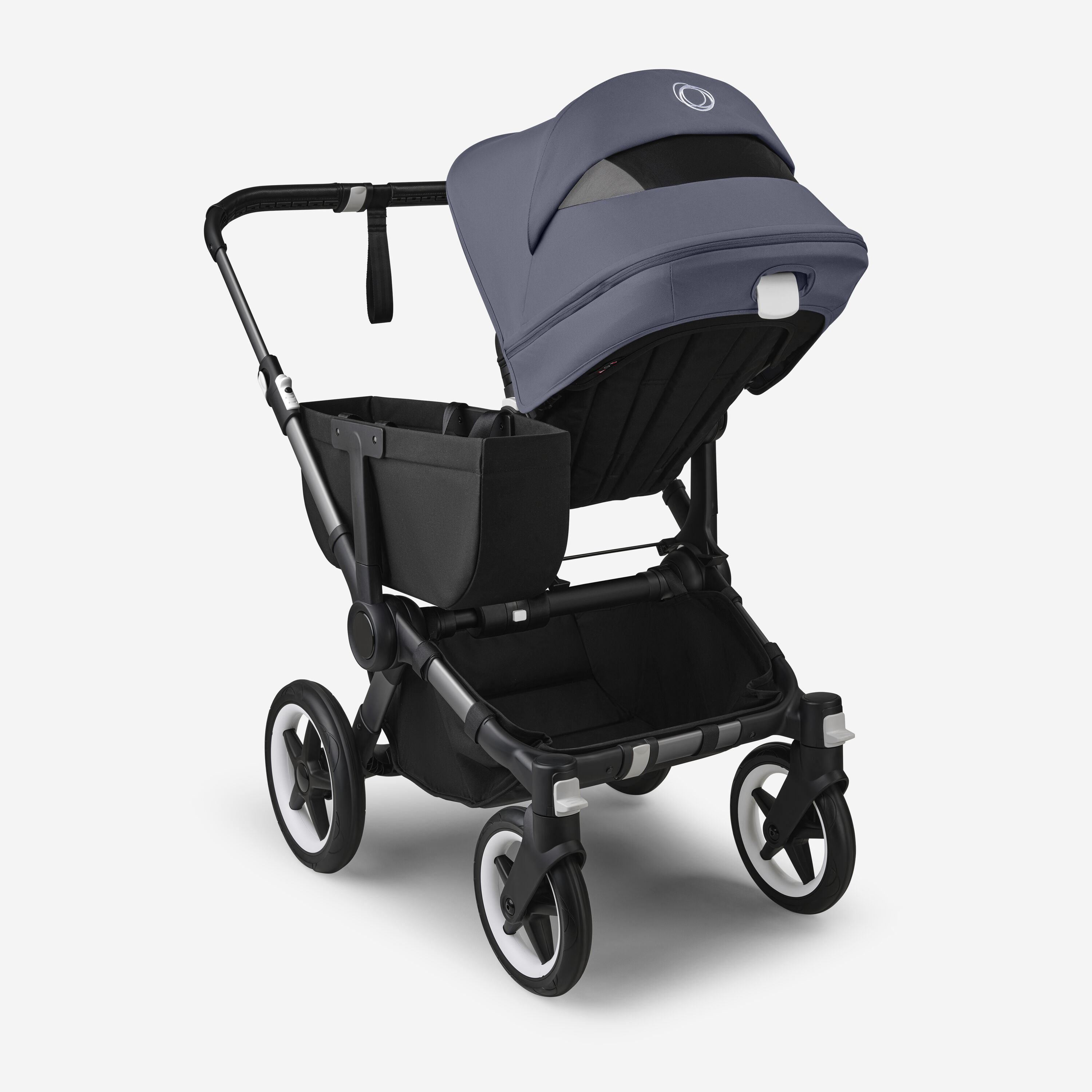 Bugaboo Donkey 5 Mono 2-in-1 stroller graphite base, midnight black fabrics, stormy blue sun canopy - Main Modal Image Slide 4 of 12
