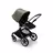 Bugaboo Fox 3 seat stroller with graphite frame, black fabrics, and forest green sun canopy. - Thumbnail Slide 6 of 7