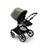 Bugaboo Fox 3 seat stroller with graphite frame, black fabrics, and forest green sun canopy. - Thumbnail Slide 6 of 7