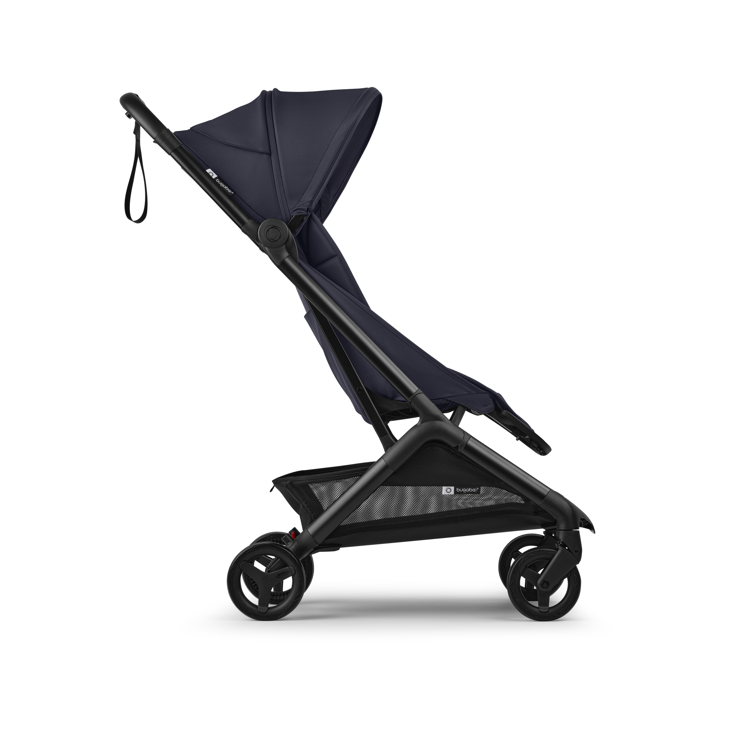 Bugaboo Butterfly 2 Plus travel pram black base, deep indigo fabrics, deep indigo sun canopy - Thumbnail Slide 2 of 12
