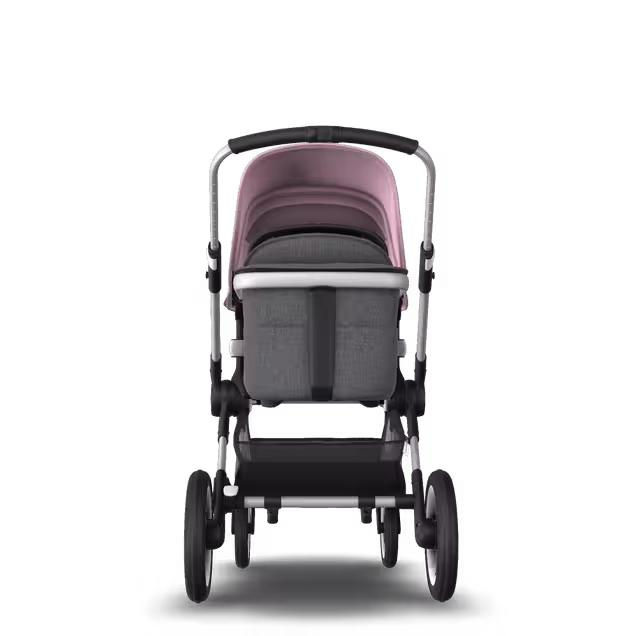 Bugaboo Fox 2 seat and carrycot pushchair soft pink sun canopy, grey melange fabrics, aluminium base - Main Image Slide 3 of 10