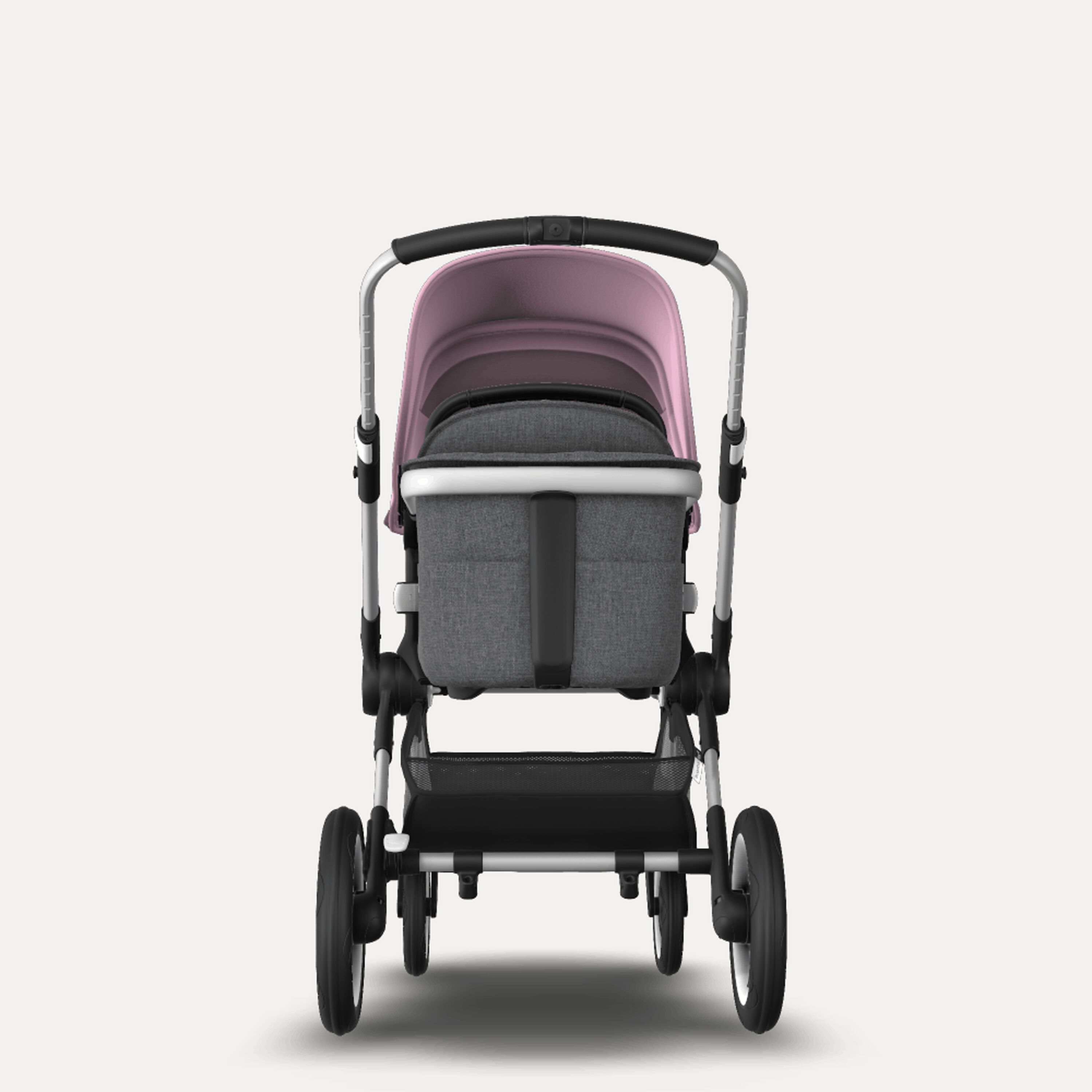 Bugaboo Fox 2 seat and carrycot pushchair soft pink sun canopy, grey melange fabrics, aluminium base - Main Modal Image Slide 3 of 10