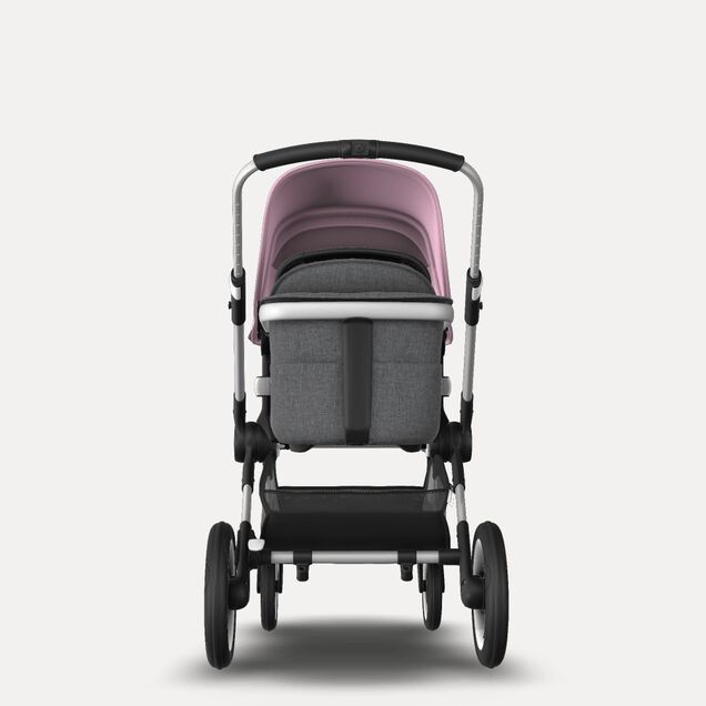 Bugaboo Fox 2 seat and carrycot pushchair soft pink sun canopy, grey melange fabrics, aluminium base - Main Image Slide 3 of 10