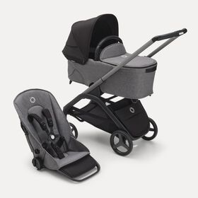 Bugaboo Dragonfly 2-in-1 stroller graphite base, grey melange fabrics, midnight black sun canopy