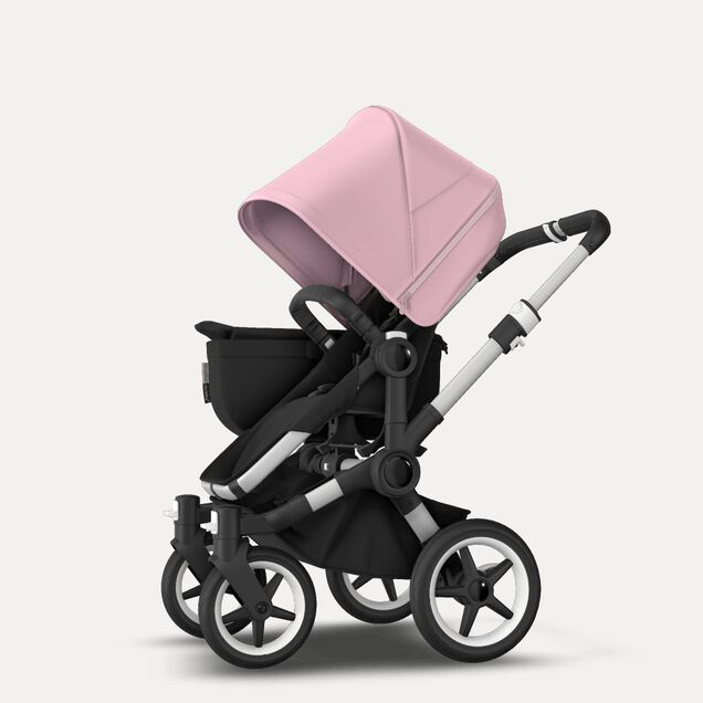 Bugaboo Donkey 3 Mono seat and bassinet stroller soft pink sun canopy, black fabrics, aluminium base - Main Image Slide 6 of 10