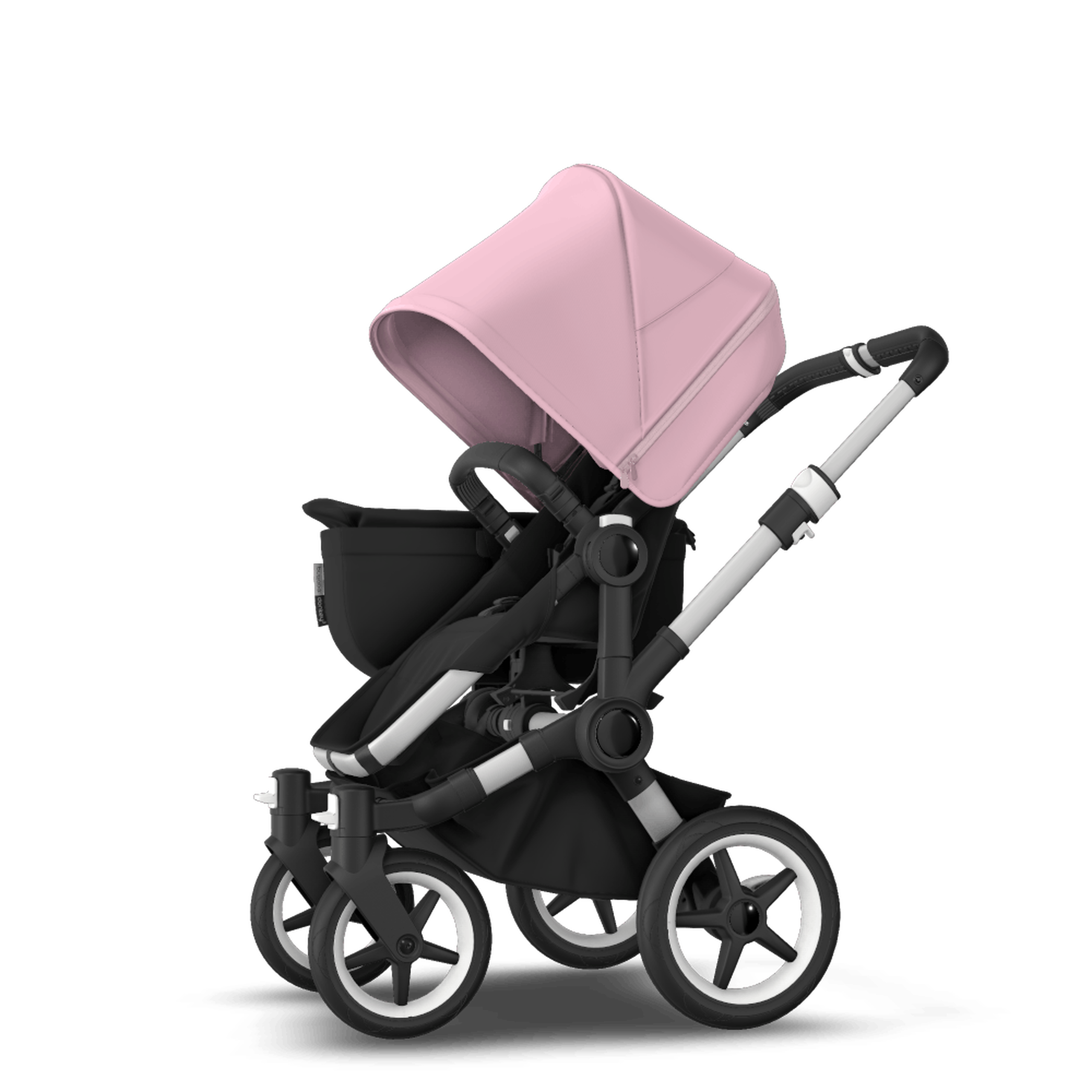 Bugaboo Donkey 3 Mono seat and bassinet stroller soft pink sun canopy, black fabrics, aluminium base - Thumbnail Slide 6 of 10