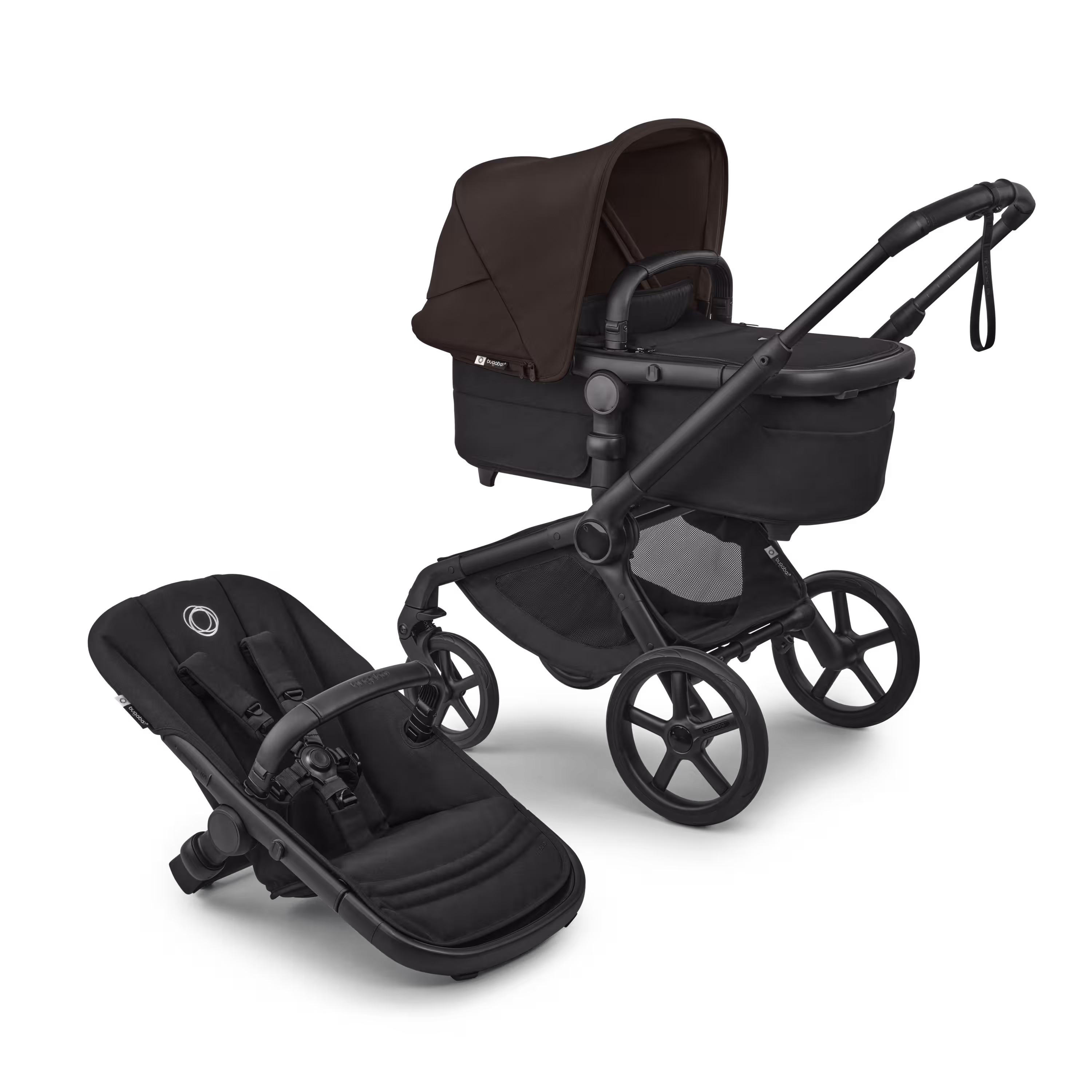Bugaboo Fox 5 Renew 2-in-1 stroller black base, heritage black fabrics, cocoa brown sun canopy - Main Modal Image Slide 1 of 12