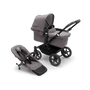 Bugaboo Donkey 5 Mono bassinet stroller with black chassis, grey melange fabrics and grey melange sun canopy, plus seat. - Thumbnail Slide 2 of 5