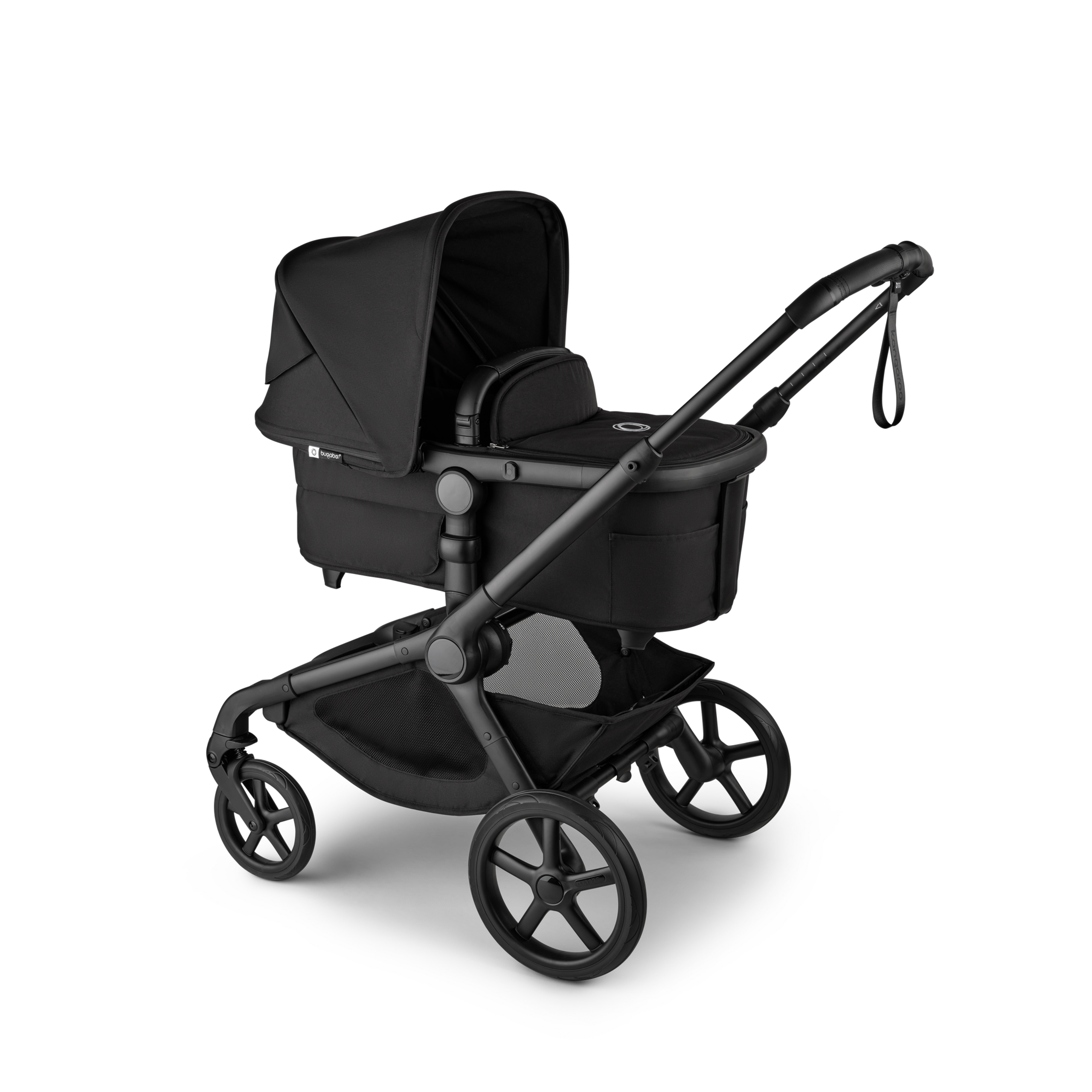 Bugaboo Kangaroo 2-in-1 stroller with one bassinet, Midnight Black fabrics, and Midnight Black sun canopy. - Thumbnail Slide 3 of 18
