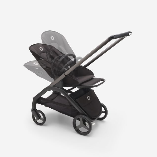 RBLU Bugaboo Dragonfly bassinet and seat stroller black base, midnight black fabrics, midnight black  sun canopy - Main Image Slide 8 of 13