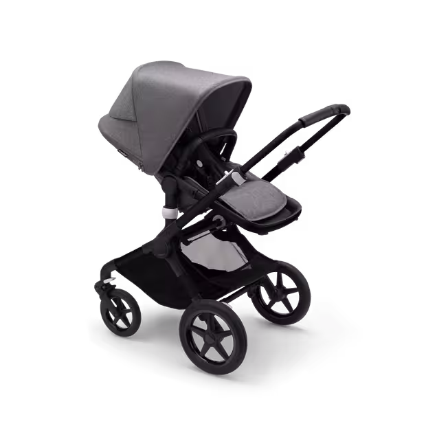 Bugaboo Fox 3 seat stroller with black frame, grey melange fabrics, and grey melange sun canopy. - Main Image Slide 7 of 7
