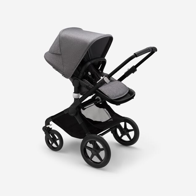 Bugaboo Fox 3 bassinet and seat stroller black base, grey melange fabrics, grey melange sun canopy - Main Image Slide 7 of 7