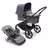 Bugaboo Fox 5 carrycot and seat pushchair with black chassis, grey melange fabrics and stormy blue sun canopy. - Thumbnail Slide 1 of 13