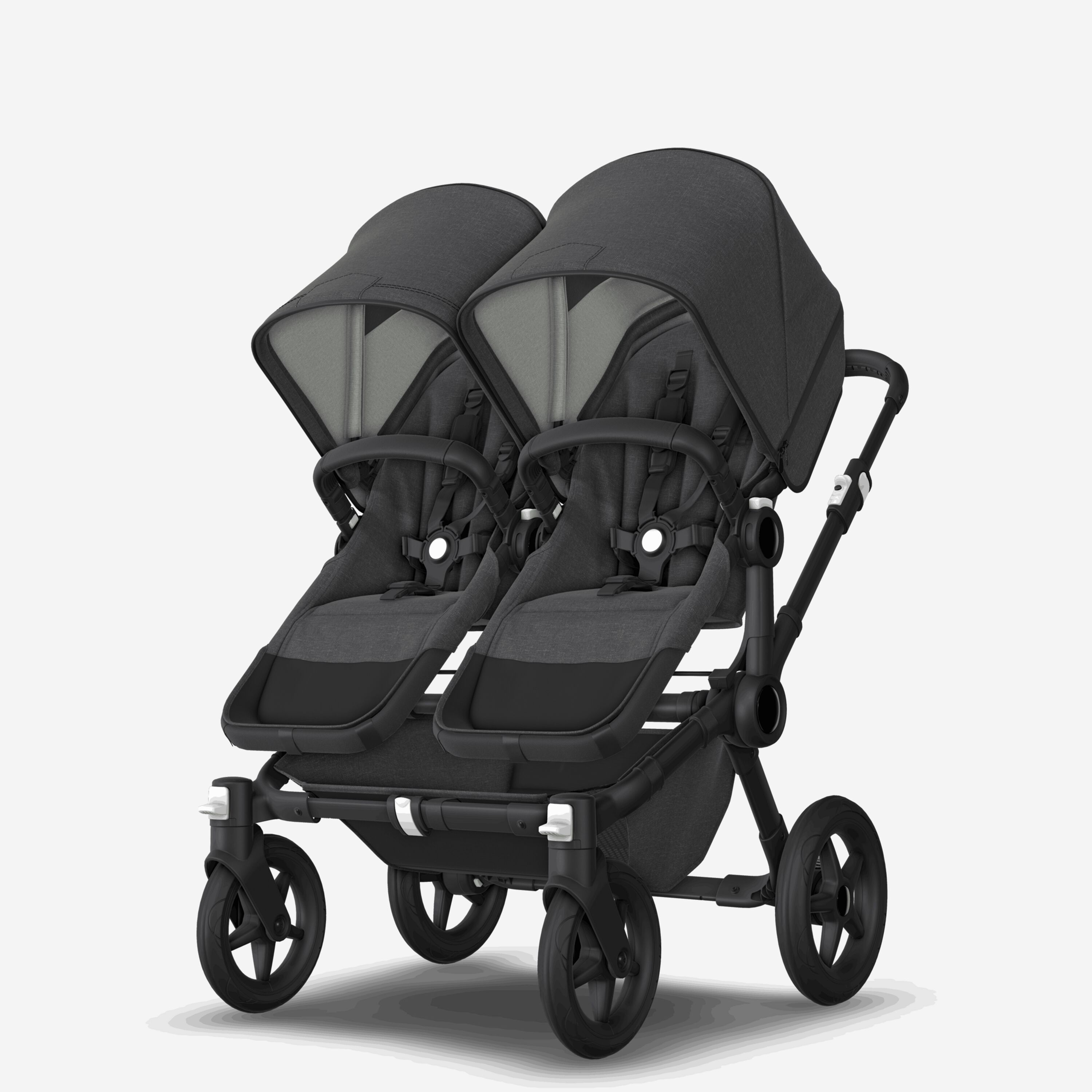 Bugaboo Donkey 5 twin stroller black base, mineral washed black fabrics, mineral washed black sun canopy - Main Modal Image Slide 2 of 11
