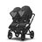 Bugaboo Donkey 5 twin stroller black base, mineral washed black fabrics, mineral washed black sun canopy - Thumbnail Slide 2 of 11