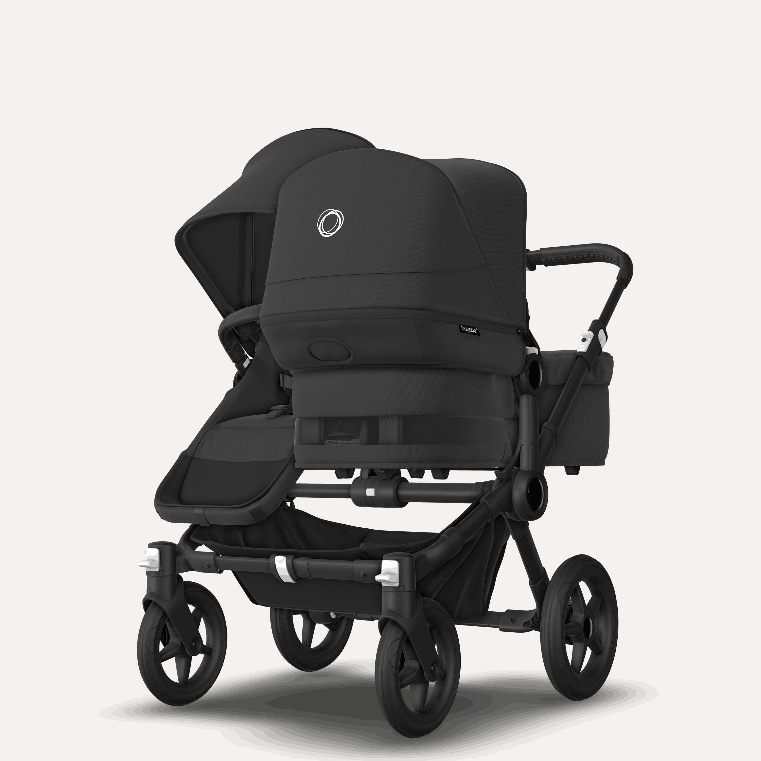 Bugaboo Donkey 5 Duo double stroller black base, midnight black fabrics, midnight black sun canopy - Main Modal Image Slide 3 of 11
