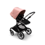 Bugaboo Fox 3 seat stroller with graphite frame, black fabrics, and pink sun canopy. - Thumbnail Slide 6 of 7