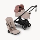 Bugaboo Dragonfly Plus 2-in-1 stroller black base, desert taupe fabrics, dusty pink sun canopy
