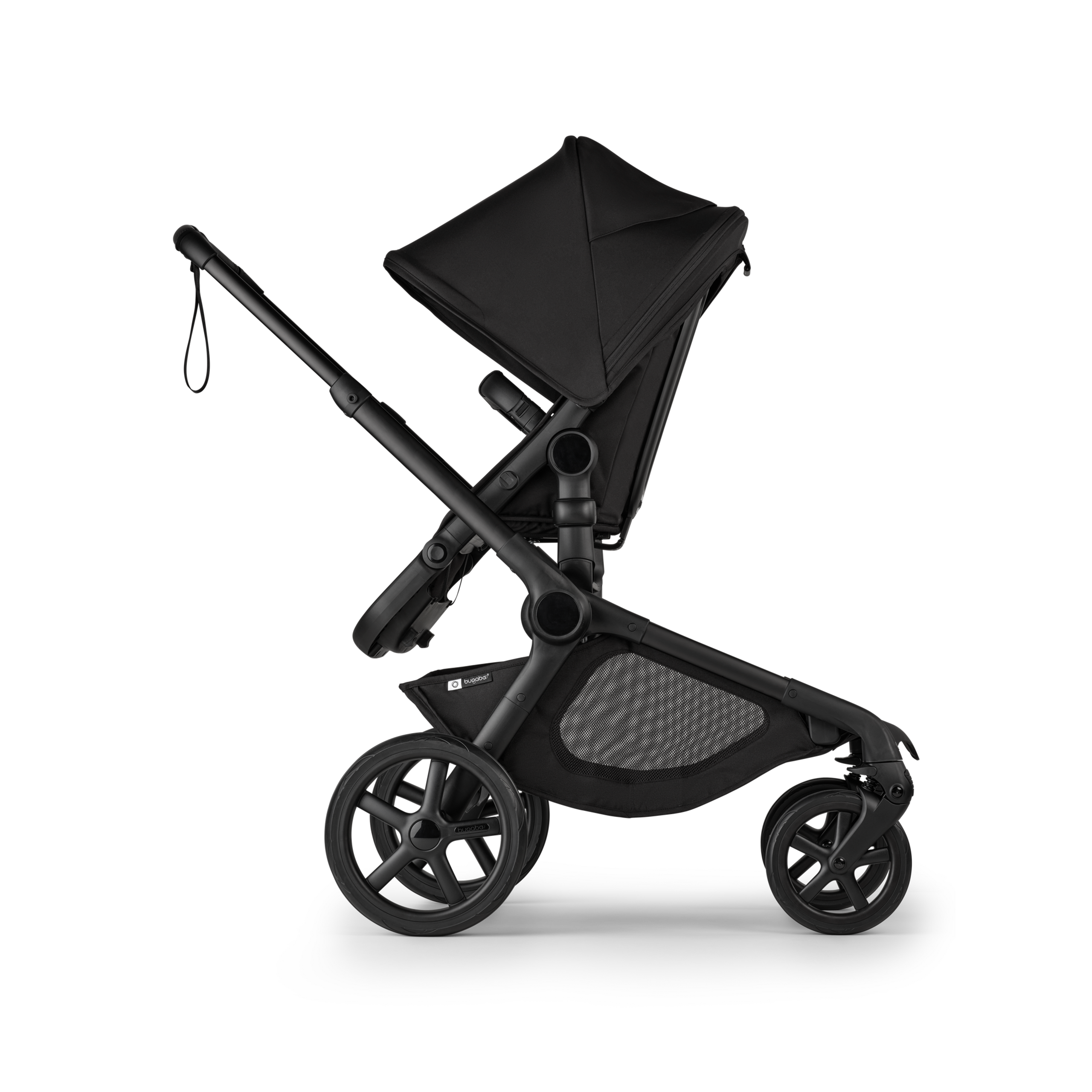 Bugaboo Kangaroo 2-in-1 stroller with one seat, Midnight Black fabrics, and Midnight Black sun canopy. - Thumbnail Slide 4 of 18
