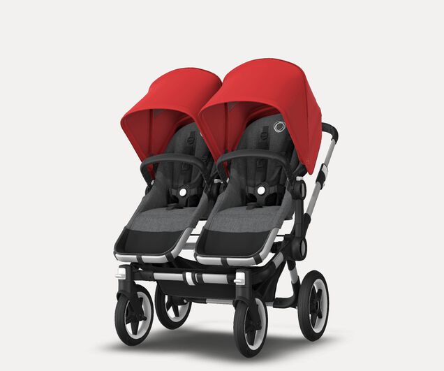 US - Bugaboo D3T stroller bundle aluminum grey melange red - Main Image Slide 3 of 5