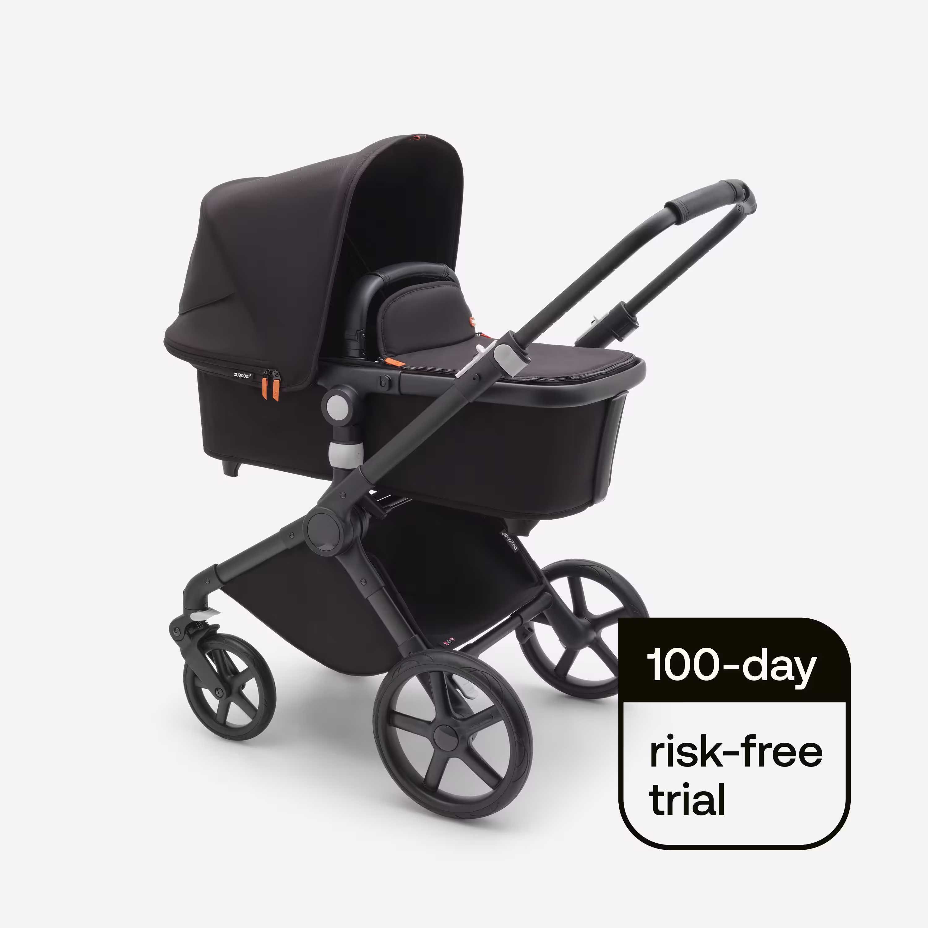 Bugaboo Fox Cub 2-in-1 stroller black base, midnight black fabrics, midnight black sun canopy - Main Modal Image Slide 2 of 13