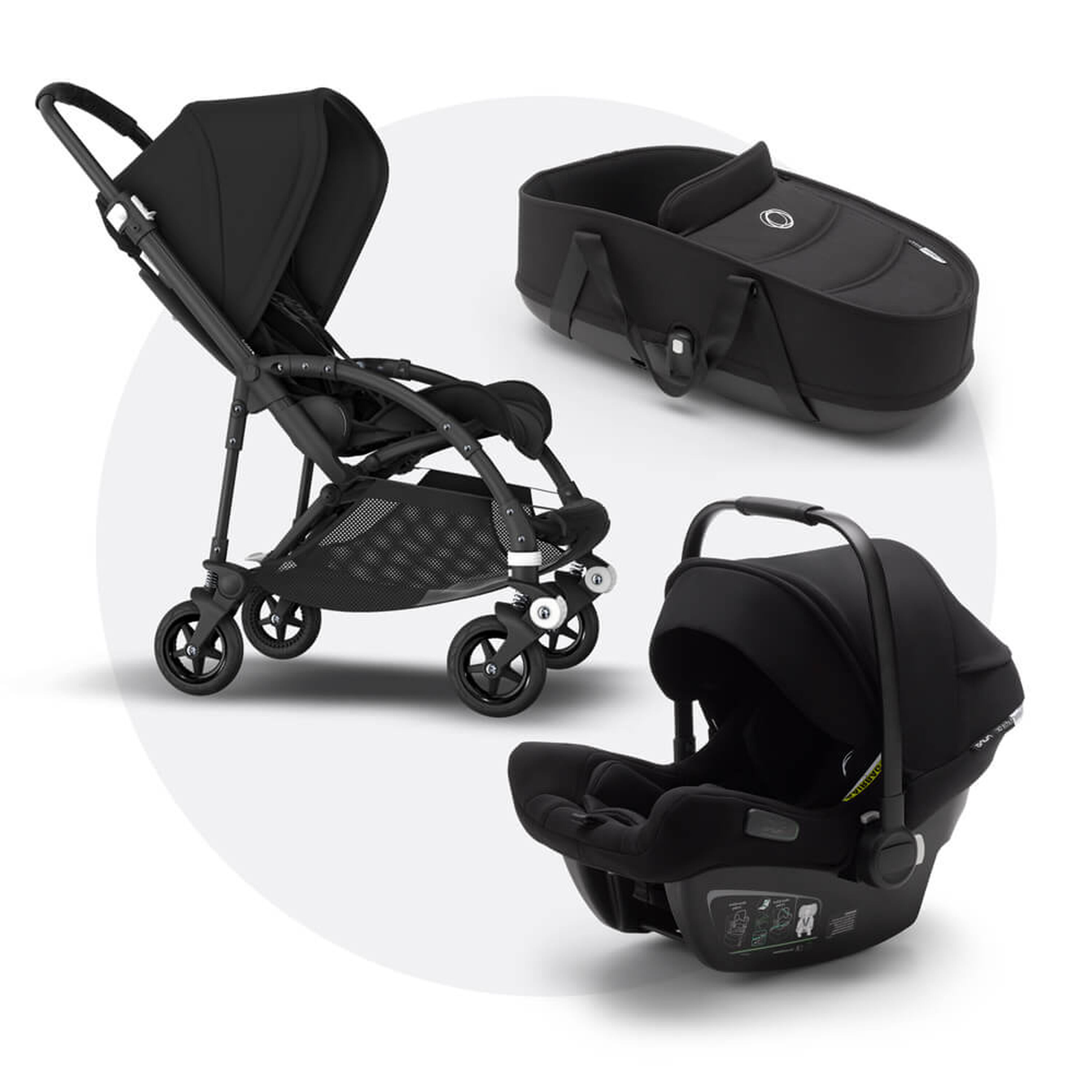 Bugaboo Bee 5 travel system black sun canopy, black fabrics, black base - Main Modal Image Slide 1 of 16