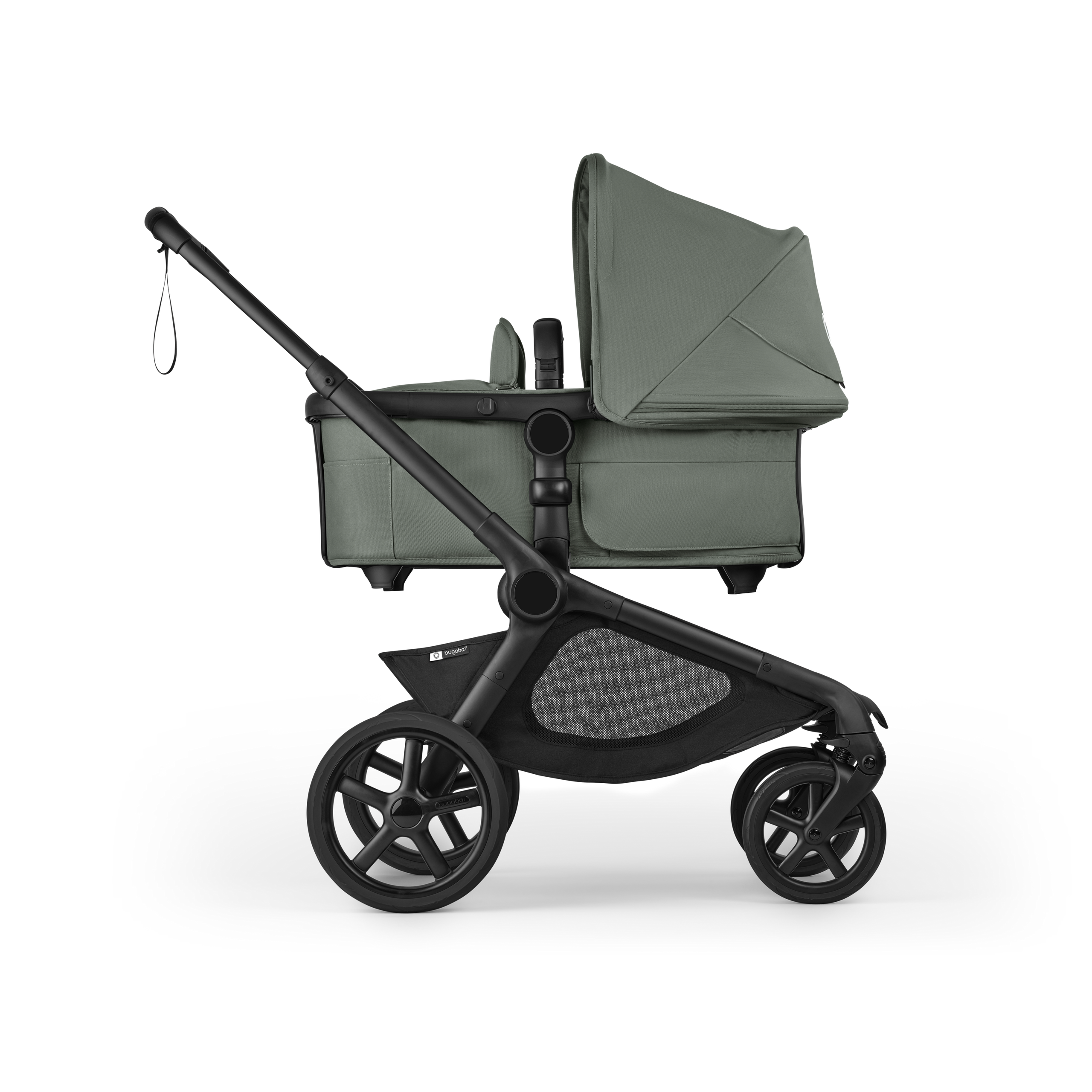 Bugaboo Kangaroo 2-in-1 pram black base, forest green fabrics, forest green sun canopy - Thumbnail Slide 2 of 12