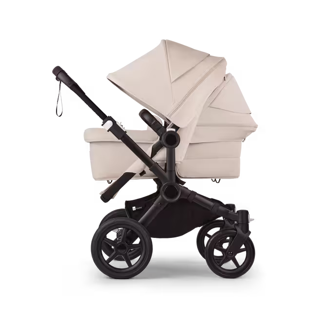 Bugaboo Donkey 5 Duo double pushchair black base, desert taupe fabrics, desert taupe sun canopy - Main Image Slide 2 of 10
