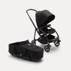 Bugaboo Bee 6 seat and bassinet stroller black sun canopy, black fabrics, black base
