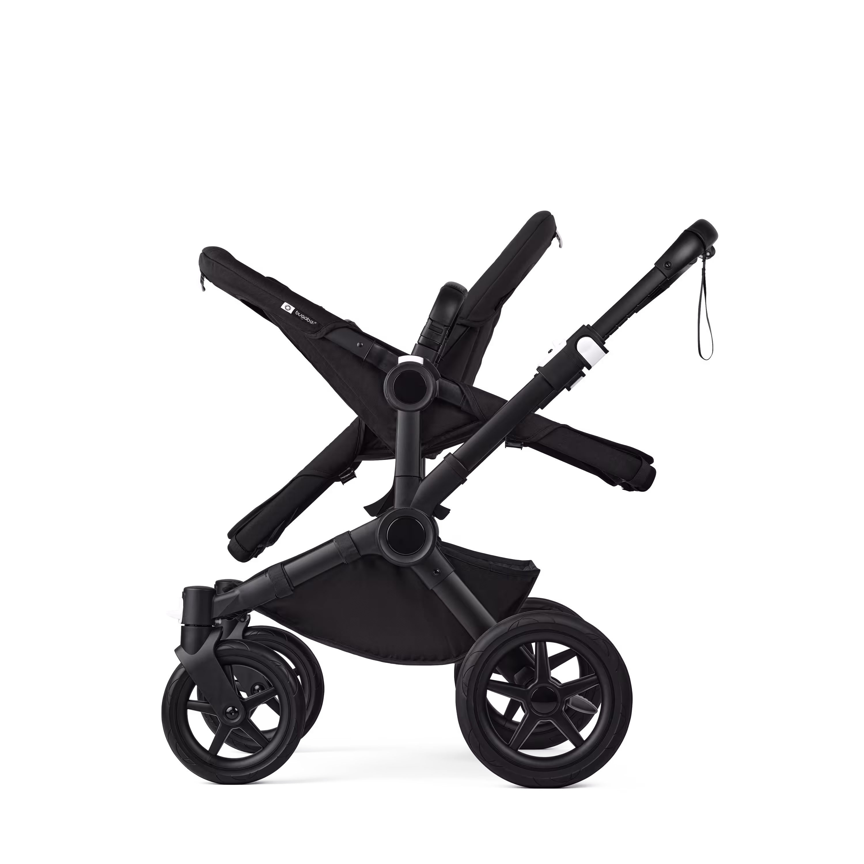 Bugaboo Donkey 5 Duo double stroller black base, grey mélange fabrics, midnight black sun canopy - Main Modal Image Slide 8 of 11