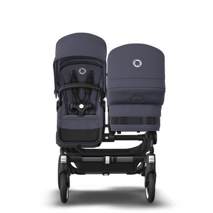 Bugaboo Donkey 5 Duo bassinet and seat stroller graphite base, stormy blue fabrics, stormy blue sun canopy - view 2