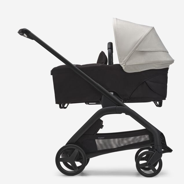 Bugaboo Dragonfly bassinet and seat stroller black base, midnight black fabrics, misty white sun canopy - Main Image Slide 1 of 15