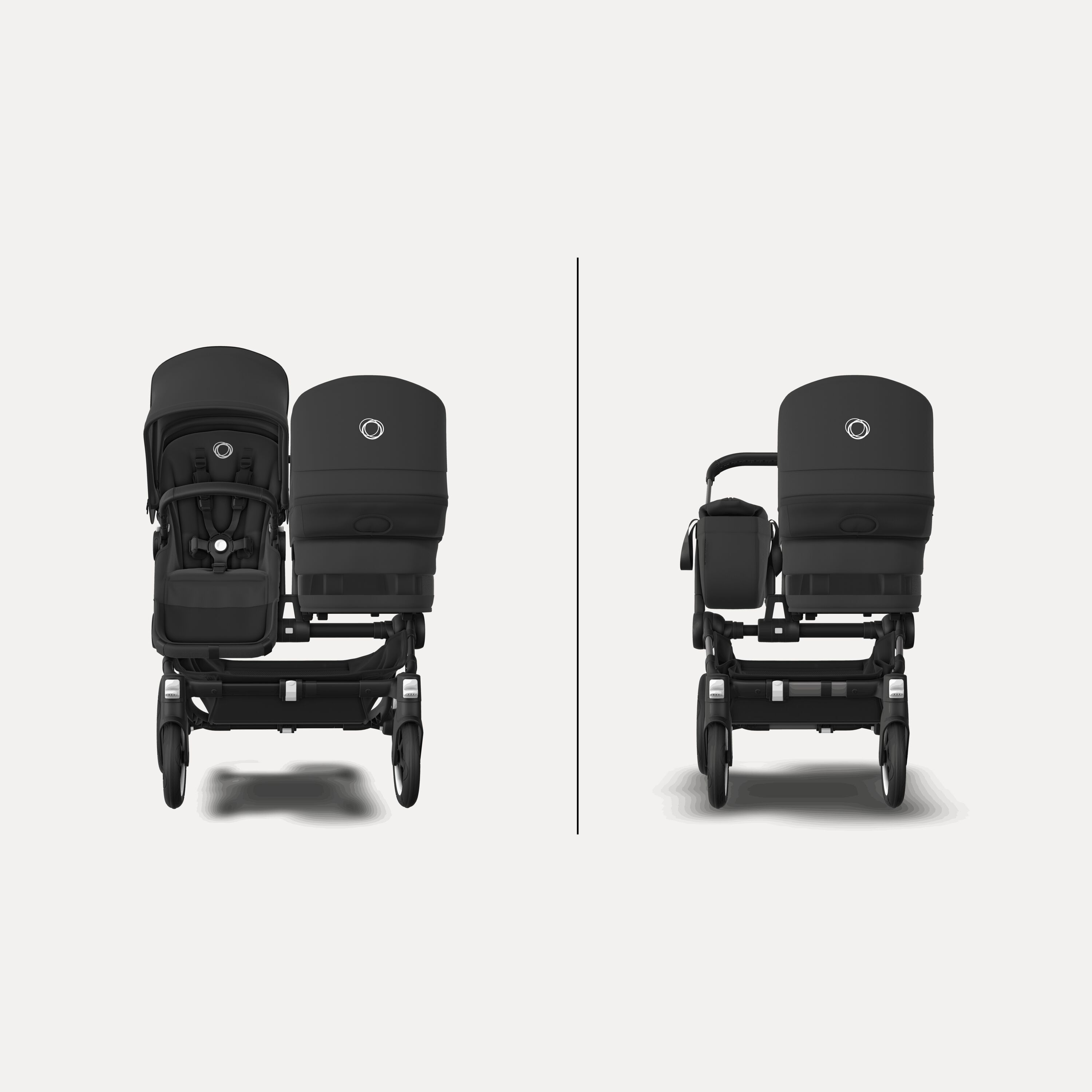 Bugaboo Donkey 5 Duo double stroller black base, forest green fabrics, forest green sun canopy - Main Modal Image Slide 7 of 11