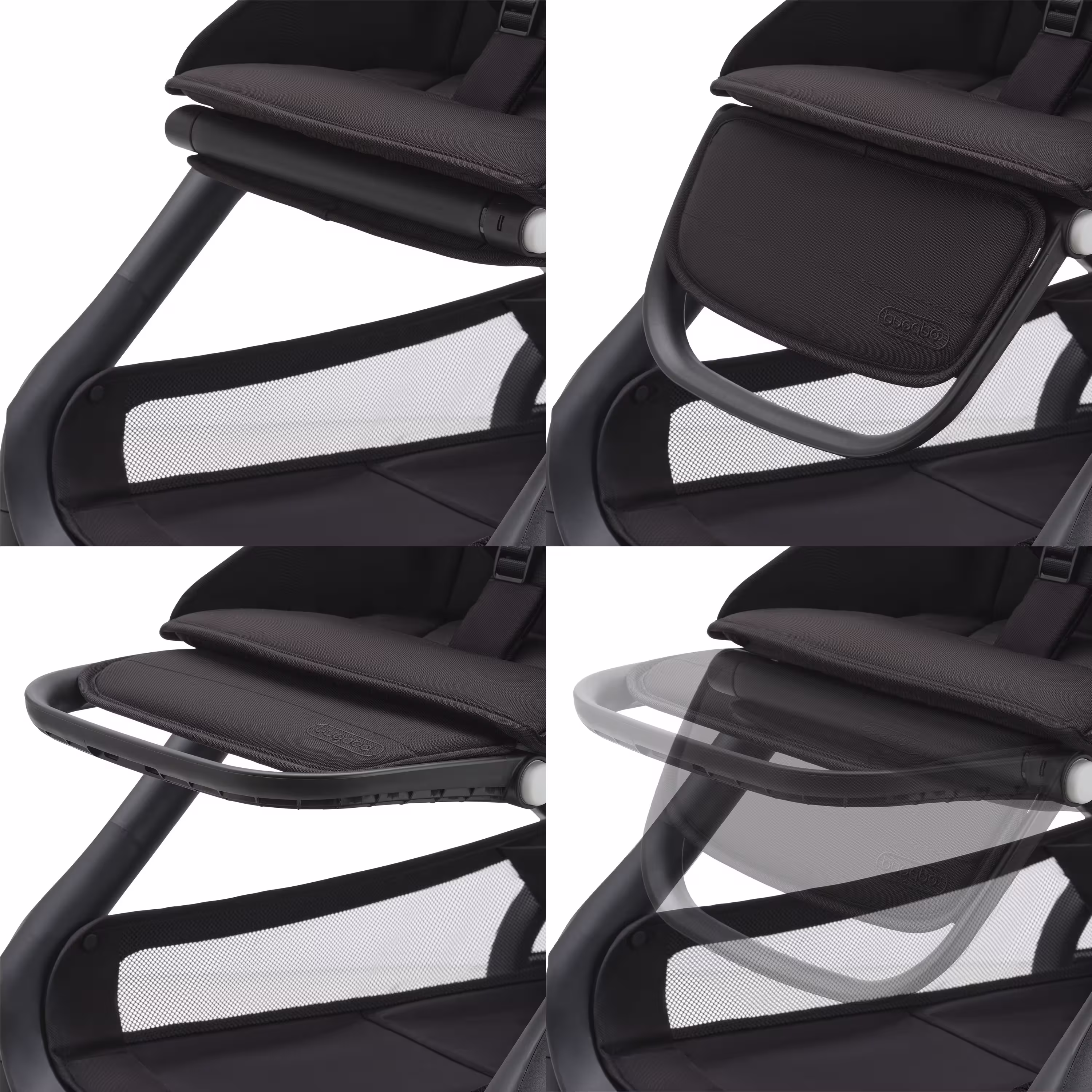 Refurbished Bugaboo Dragonfly bassinet and seat stroller graphite base, grey melange fabrics, forest green sun canopy - Main Modal Image Slide 7 of 11