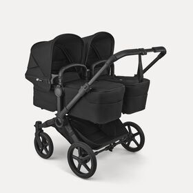 Bugaboo Donkey 6 twin pushchair black base, heritage black fabrics, heritage black sun canopy