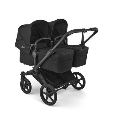 Bugaboo Donkey 6 twin pushchair black base, heritage black fabrics, heritage black sun canopy