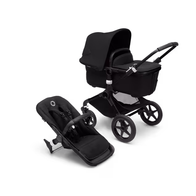 Bugaboo Fox 3 bassinet and seat stroller black base, midnight black fabrics, midnight black sun canopy - Main Image Slide 1 of 7