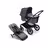 Bugaboo Fox 3 bassinet and seat stroller black base, grey melange fabrics, stormy blue sun canopy - Thumbnail Slide 1 of 7