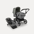 Bugaboo Donkey 5 Mono 2-in-1 stroller graphite base, grey mélange fabrics, forest green sun canopy