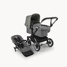 Bugaboo Donkey 5 Mono 2-in-1 stroller graphite base, grey mélange fabrics, forest green sun canopy