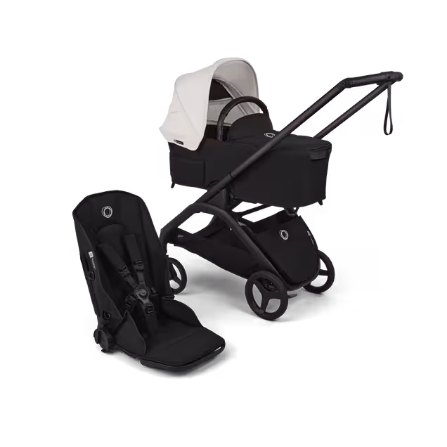 Bugaboo Dragonfly Plus 2-in-1 stroller black base, heritage black fabrics, misty white sun canopy - Main Image Slide 1 of 11