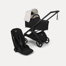 Bugaboo Dragonfly Plus 2-in-1 stroller black base, heritage black fabrics, misty white sun canopy
