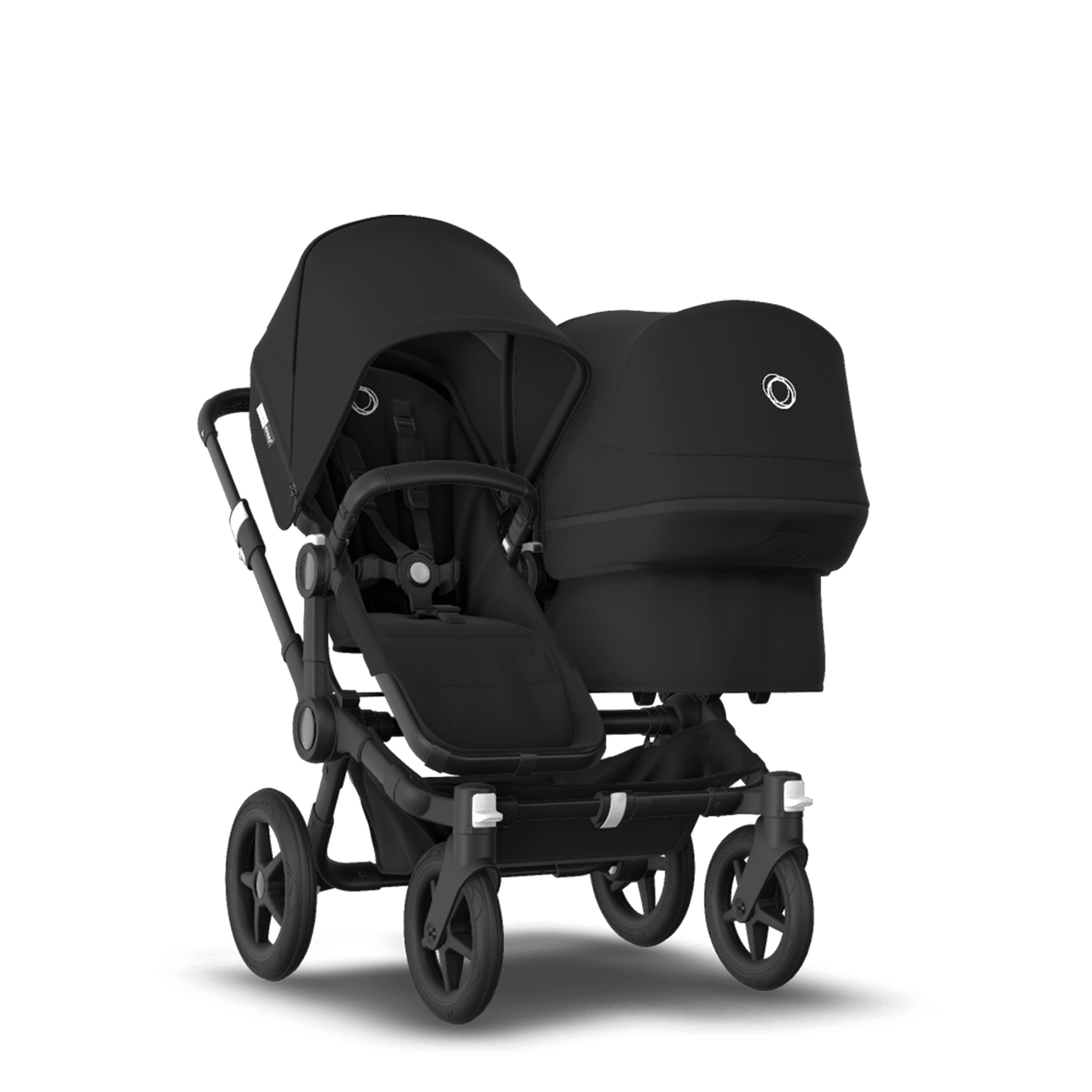 Por el contrario Compadecerse incompleto Bugaboo Donkey 3 Duo bassinet and seat stroller Black sun canopy, black  fabrics, black chassis | Bugaboo