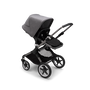 Bugaboo Fox 3 seat stroller with graphite frame, black fabrics, and grey sun canopy. - Thumbnail Slide 6 of 7