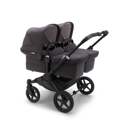 Bugaboo Donkey 5 Twin bassinet and seat stroller black base, mineral washed black fabrics, mineral washed black sun canopy - view 1